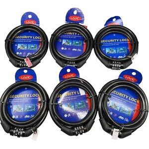 Lock & Lock Bicycle Bike Lock Cable Chain 4 Digit Combination  6pcs NEW